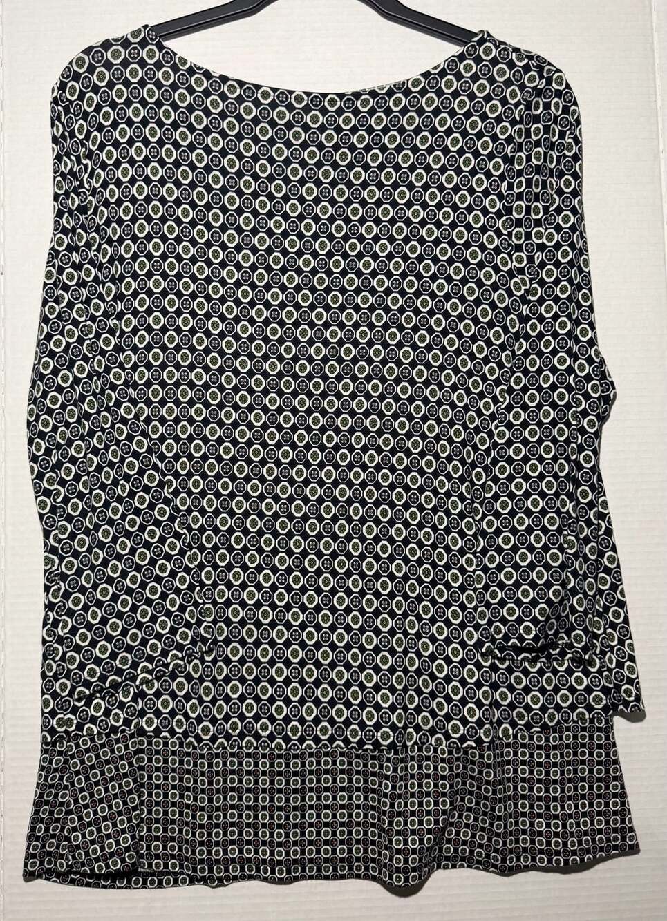 J.Jill Wearever Collection Tunic Top Size M Black Geo Print Layered